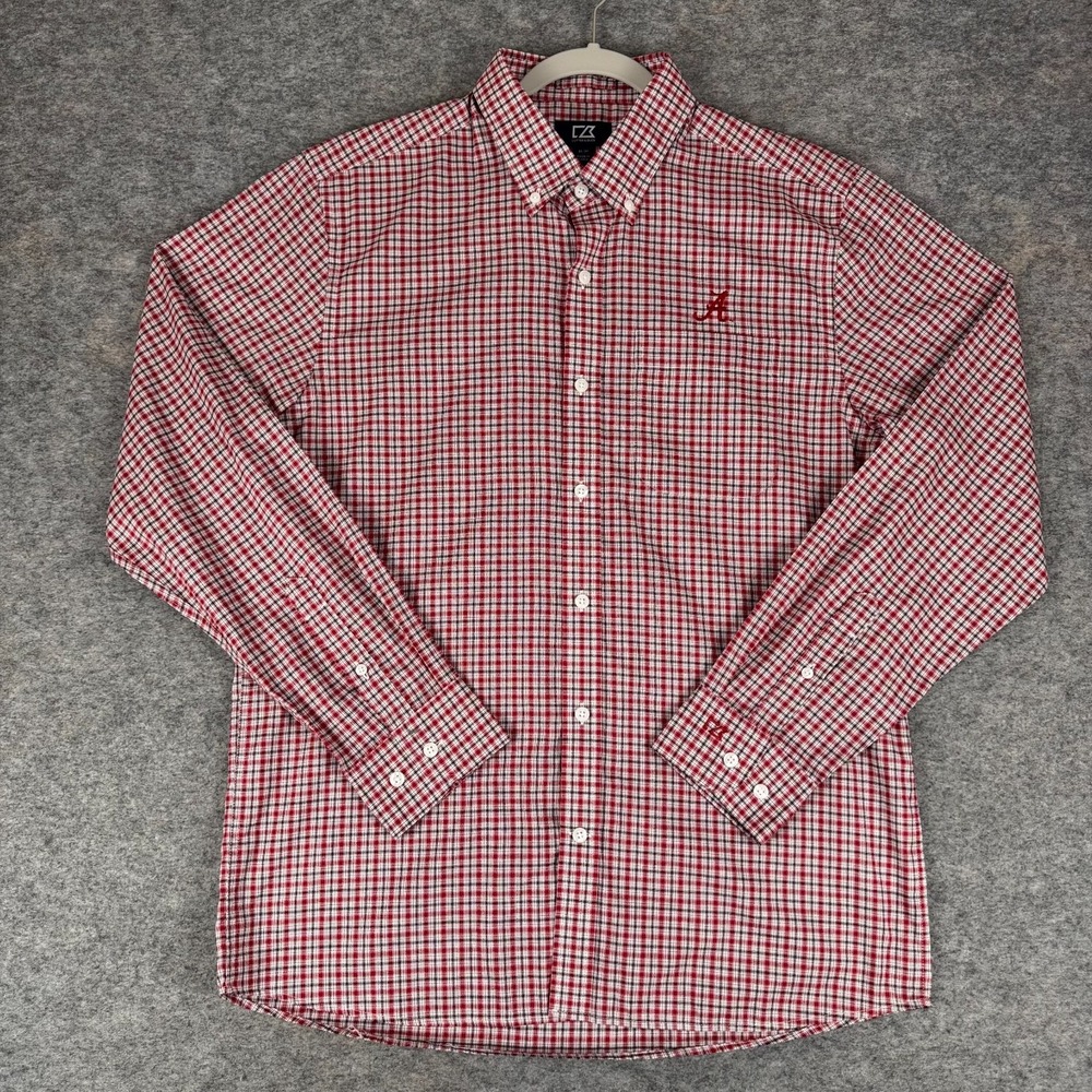 Cutter & Buck Alabama Crimson Tide Button Down Shirt Plaid Mens Medium M